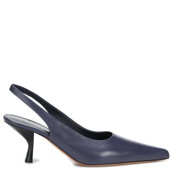 THE ROW Bourgeoisie Leather Slingback Pumps In Blue - Picture 3 of 4